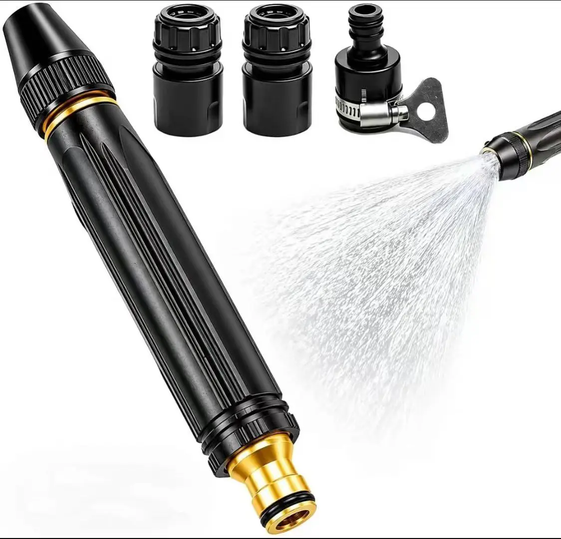 Heavy-Duty Metal Car Wash Sprayer, High-Pressure Garden Hose Nozzle with Adjustable Twist Jet-to-Mist Settings, Ergonomic Grip, Leak-Proof Design, Fits Most Standard Garden Hoses for Lawn Watering & Outdoor Cleaning