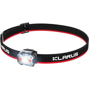 KLARUS HM3 670 Lumens Headlamp Main Light + Warning Red Light, 180°Adjustable Shoulder Lamp and Clip Light, Suitable for Camping, Fishing, Dog Walking, Home Use