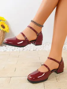 Retro Mary Jane shoes with thick heels and bar buckles, versatile commuter pumps, suitable for students and young women, comfortable and breathable, perfect for dailywork, school, and shopping