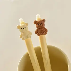 Cute Bear Design Retractable Pencil with Eraser, Cute Pencils, Smooth Writing and Correction, Durable Plastic for School and Office Use, Stationery Supplies