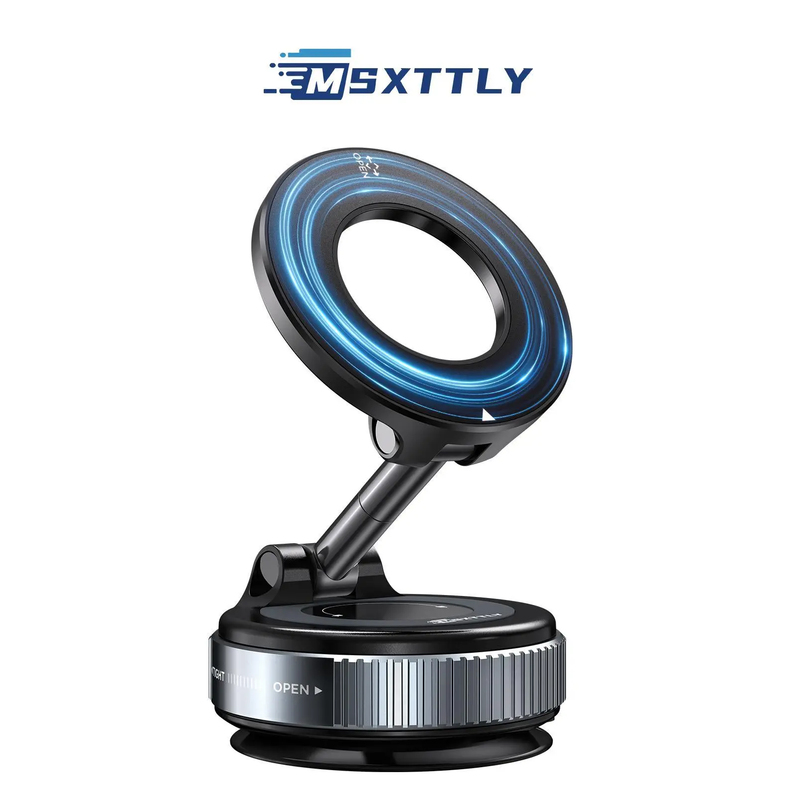 MSXTTLY Pro Vacuum Suction Car Phone Mount - Upgraded Magnetic-Vacuum Dual-Lock Design, 1-Touch Secure Hold, 360° Rotation for Car, Office Use