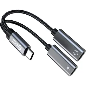 USB C Splitter,1 in 2 Out Dual USB C Type Headphone and Charger Audio Adapter, Type C Headphone Adapter and 60W PD   Dongle  Compatible with Phone 16/15 Pro Max,USB-USB, 1Pack)