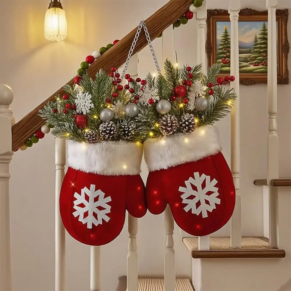 Christmas Knitted Gloves Wreath, New Design Pattern, Christmas Decoration Centerpiece, Unique Design, Door Decor, Party Decor, Wall Decor (no Lights)