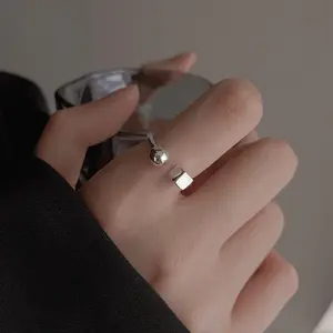 Creative and Minimalist Square and Round Opening Ring - Adjustable Size, Light Luxury, Niche Design, High-End Feel, Index Finger Ring Unique smart ring wedding ring set moissanite rings moissanite ring western jewelry unique rings