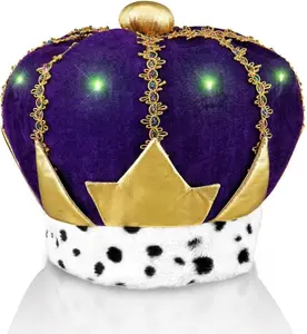 Light Up Mardi Gras King Crown LED Hat