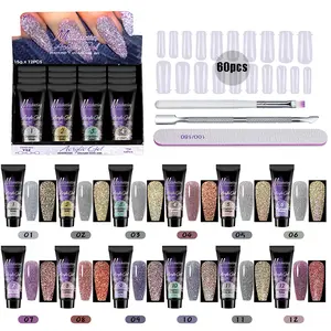 Poly Nail Gel Kit, 12 Color Poly Extension Gel Nail Kit With Manicure Tools Nail Kit Gifts For Women Acrylic