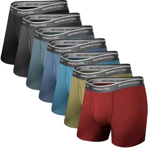 BAMBOO COOL Men's Boxer Briefs 7-Pack Ultra-Breathable 3D Support Pouch Tag-Free Waistband S to 3XL Comfortable Everyday Wear