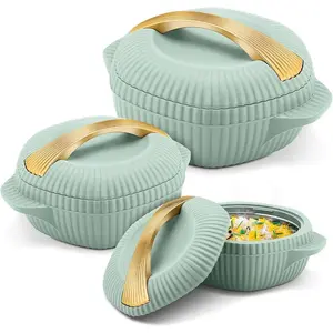 Stainless Steel PU Insulated 3-Piece Casserole Set (860ml, 1275ml, 1910ml) - Light Green, BPA-Free, Food-Grade, Hot & Cold, Portable, Easy to Store, Handle-Equipped Bakeware, Birthday Gift for Chapati/Roti Making