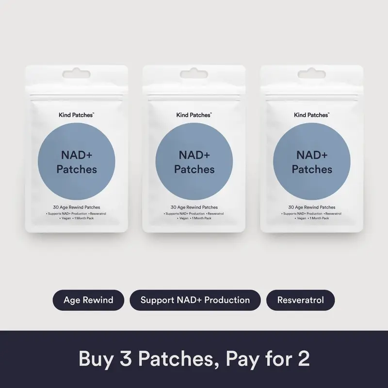 3 Packs of Kind Patches NAD+ Patches, Supports NAD+ Production, Resveratrol, Vegan, 3 Months Supply
