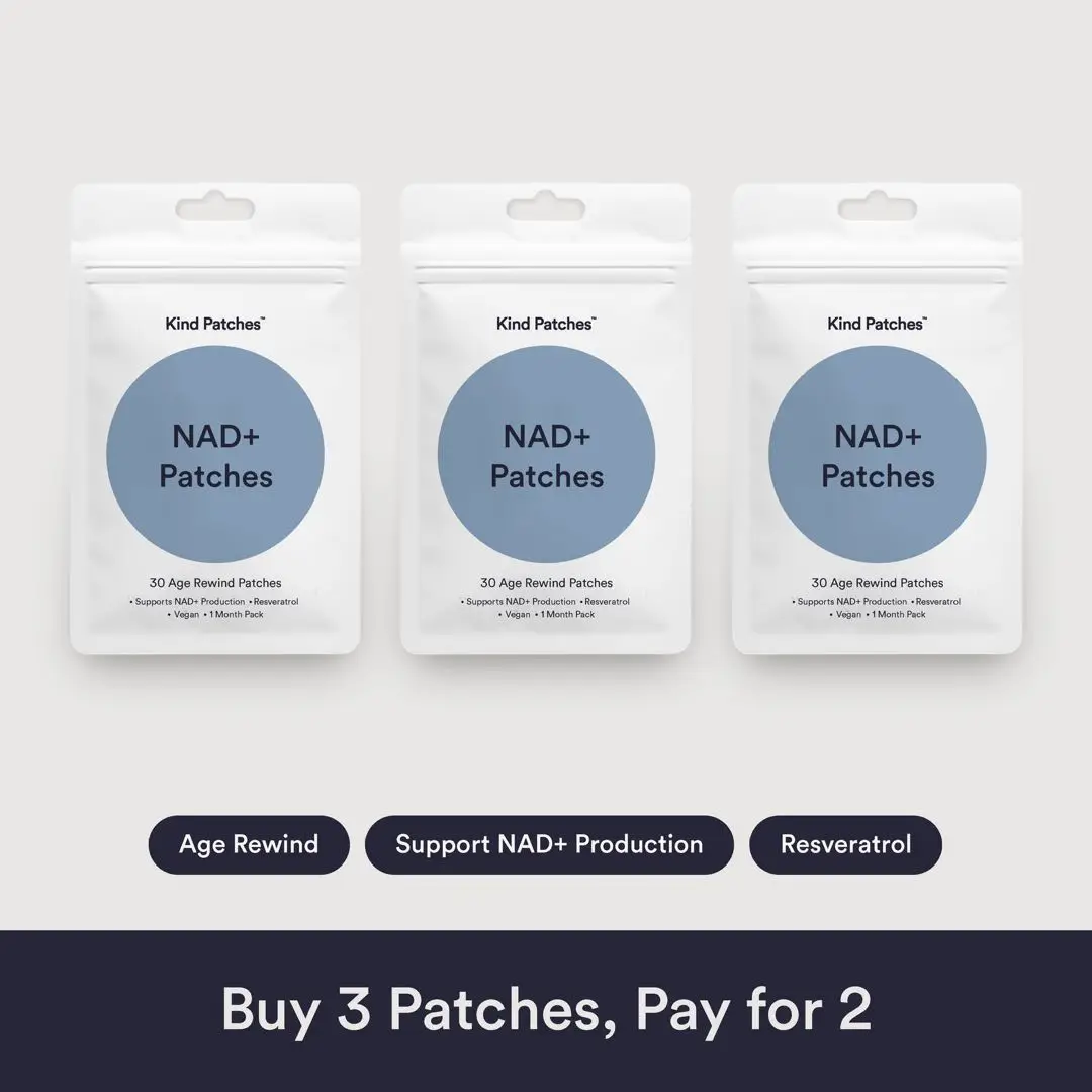 3 Packs of Kind Patches NAD+ Patches, Supports NAD+ Production, Resveratrol, Vegan, 3 Months Supply