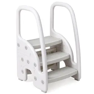 Garvee Adjustable Toddler Step Stool with Safety Handrails – 3 Steps Wide Non-Slip Pedals Easy Assembly Sturdy Step Stool for Bathroom Kitchen Potty Training
