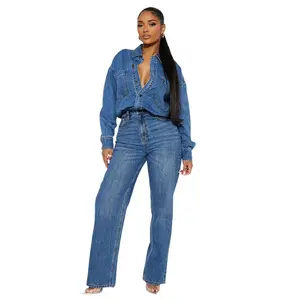 WOMEN FASHION DENIM LONG SLEEVES JUMPSUIT