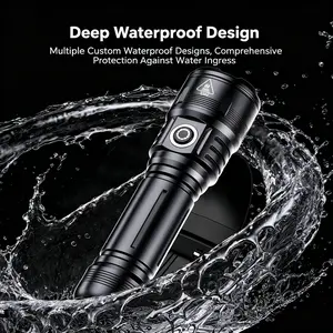 Tactical rechargeable flashlight, portable flashlight with ignition function, suitable for outdoor camping and emergencies