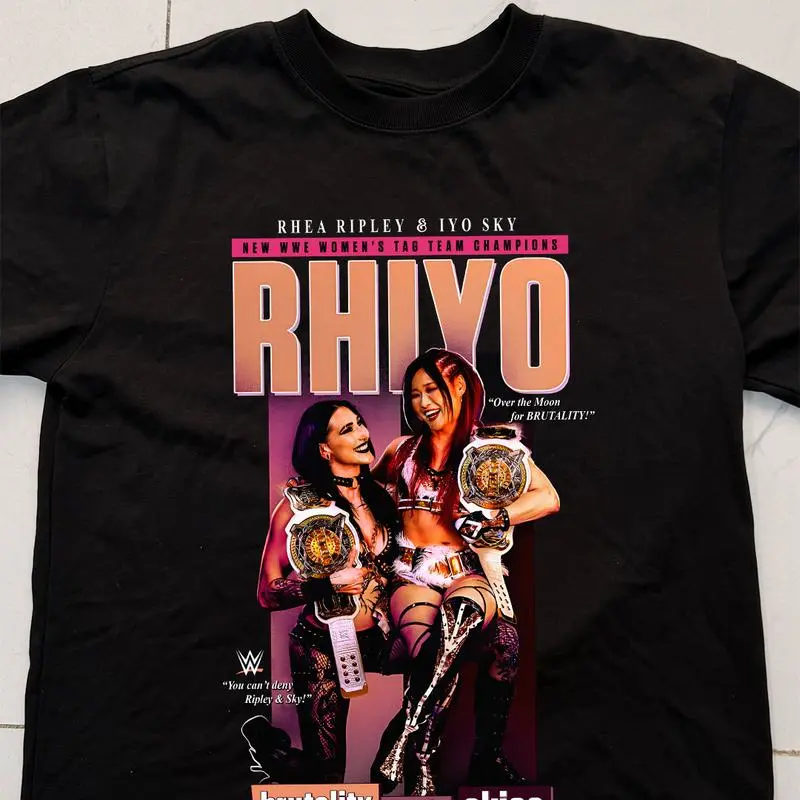 T-shirt Rhea Ripley & Iyo Sky – Coton, Coupe Ample, Y2K, été, Unisexe, Manches Courtes. Tailles XS à 3XL.