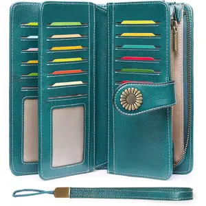 Wallets for Women Leather Credit Card Holder with RFID Blocking Large Capacity Wristlet |   with RFID Blocking, Large Capacity, Wristlet, with RFID Blocking, Large Capacity, Wristlet
