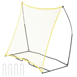 7x7FT Soccer Rebounder Portable Soccer Trainer Net With Carry Bag For Outdoor Backyard Practice, Durable Steel Frame, Easy Foldable Setup, Weather-Resistant Net, Ground Stakes And Sandbag Anchors, Replacement Net Available