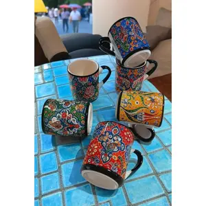 Handmade Ceramic Ethnic Mugs Set (6) | Cultural Home Decor