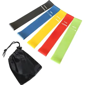 Loop Exercise Bands, with Instruction Guide and Carrying Bag, Set of 5 chest trainer arm trainer arm strength trainer adjustable wrist weight ankle weight upper body lifting  straps Elastic Non-Slip Squat Resistance Bands weighted  vest resistance  bands