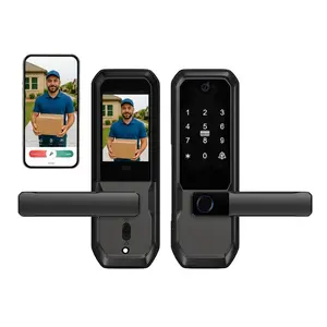 UMIK 5-in-1 Smart Door Lock with Video Doorbell,Smart Deadbolt Lock with Active Video Peephole & Handle, Anti-Peek PIN, Tuya App Remote Access, Rechargeable Keyless Entry Electronic Fingerprint Door Lock for Home，Front Door, Luxury Condos, Apartments
