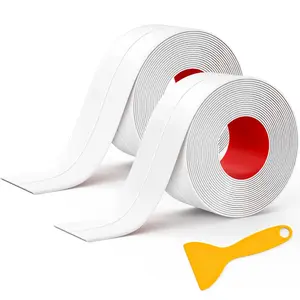 White Waterproof Caulk Tape 3.2m Self-Adhesive Sealing Tape for Bathroom Kitchen Sink Toilet Tub Edges Easy Application & Durability