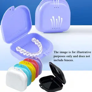 Mini Portable Dental Guard Storage Box with Vent Holes, Orthodontic Retainer Case, Breathable Plastic Denture Box, Simplistic Design