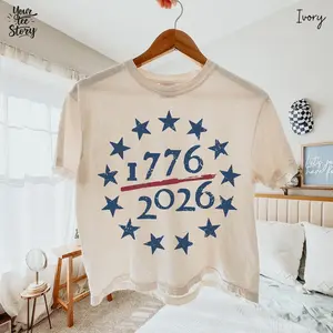 Comfort Colors American 250th Anniversary Boxy Tee, 1776 2026 Vintage Flag Patriotic Shirt