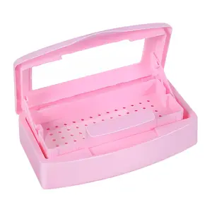 Implement Sterilization Pink Tray for Nail Tools | Plastic Sterilizing Box Storage Organizer