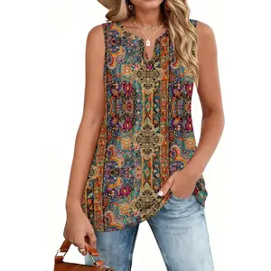 Womens Tops Summer Pleated Sleeveless Tank Top V Neck Dressy Casual Flowy Boho Tunic Shirts