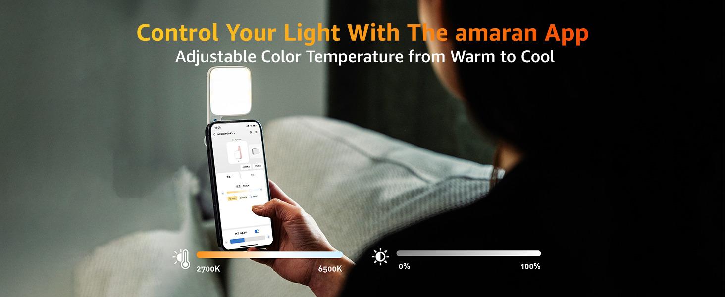 amaran Go Compatible with MagSafe Mini Phone Light,Rechargeable Portable Mirror LED Phone Light for Selfie,Makeup,Video Conference,TikTok,Compatible with iPhone&Android