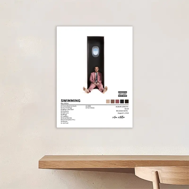 MAC MILLER - Swimming - Album Music Art Poster Print, Rap-Hip Hop-R&B Album Wall Decor, Iconic Rap Album Aesthetic Decoration, Artistic Modern Music Artwork, A Gift for Rap Fans, Frameless, Modern Home Decoration, Room Wall Art, Creative Wall Art