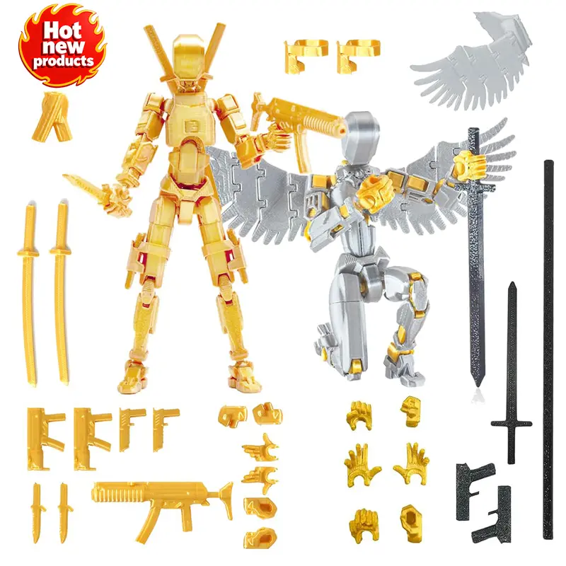 T13 3D Action Figure Set 3D Printed Multi-Jointed(Assembly Completed)Titan 13 Action Figures, Multi-Articular Lucky Mobile Robot  Desktop Decorations for Game Lovers Toys