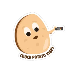 Funny Couch Potato Vibes Adhesive Sentiment Decorative Sticker - Cute Vinyl Decal for Laptops, Water Bottles, Adhesive Stickers Stickers, Sentiment Sticker Stickers