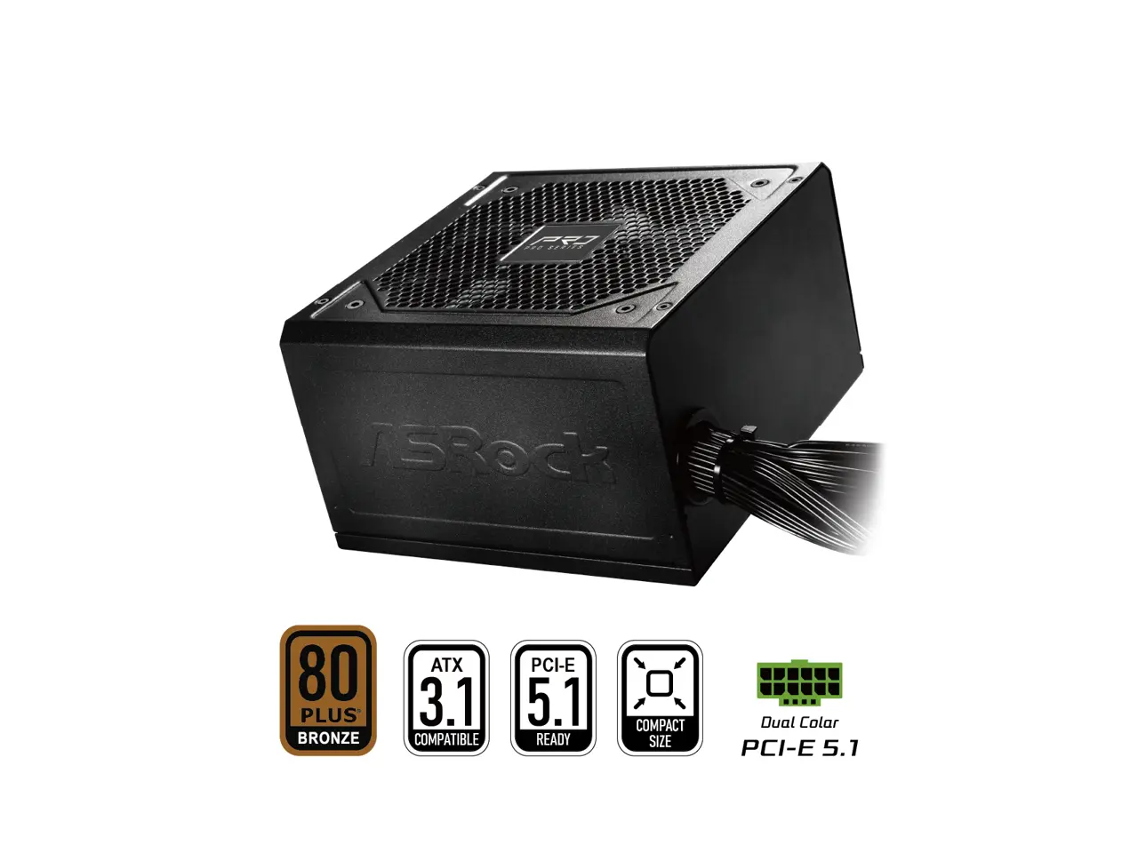 ASRock PRO Series PRO-850B 850 W ATX 3.1 Compatible 80 PLUS BRONZE Certified Power Supply ASRock PRO Series PRO-850B 850 W ATX 3.1 Compatible 80 PLUS BRONZE Certified Power Supply