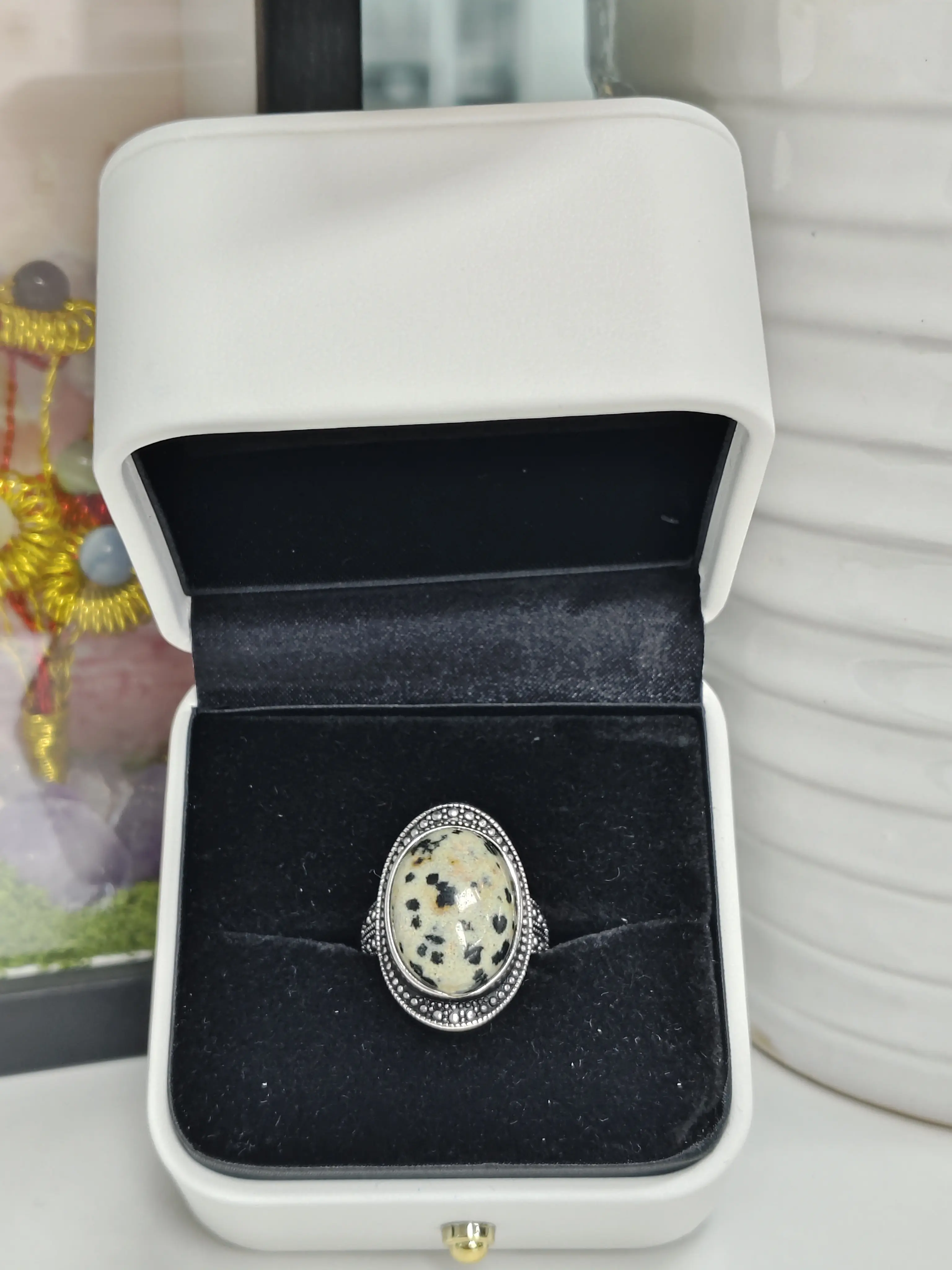 Lia(19669)gc.Dalmatian jasper ring