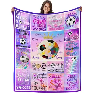 Soccer Blanket Ultra Soft Flannel Soccer Throw Blanket Soccers Gifts for Girls Women Soccers Team Lover Gifts for Kids Teens Adults 50"x60"
