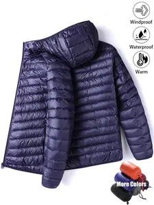 Men's Casual Waterproof Windproof Warm Basic Hooded Down Jacket, Coats, versatile,durable,wrinkle-resistant,lightweight outdoor sports jacket, perfect for daily commuting, hiking, and fishing, suitable for layering or wearing alone