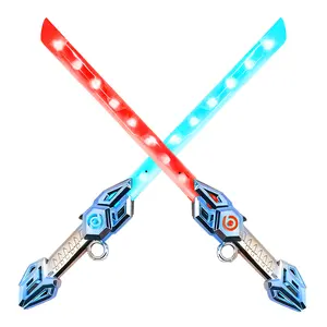 2-in-1 Light Up Swords Dual Saber, Rechargeable Light Swords with LED Lights & Sound Effects, 360° Rotating Telescopic Handle, Christmas Birthday, Flashing Dueling Sabers Toy for Kids Role-Play, Ideal Gift for Children