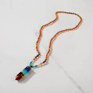 Multi Gemstone Chakra Point Necklace - 24"