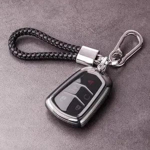 Soopcase for Cadillac Key fob Cover Case Keychain,Soft TPU Key Case,Skin,5-6 Buttons Compatible With CT6 XT5 CTS XTS SRX ATS STS Remote Key Vehicle Accessories