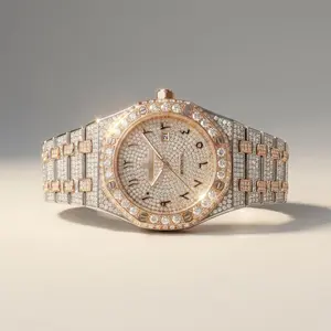 Luxury Full Diamond Metal Steel Strap Fashion High-Quality Wristwatch, Mechanical Movement, Waterproof, Dazzling and Sparkling