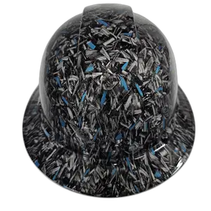 Teal Blue Forged Carbon - Custom Hydro Dipped Full Brim Hard Hat