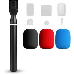 WMX-HM2  Microphone Handle for  Mic, Rode GO II - Handheld Interview Grip with Mic Holder, Adapter & 3 Windscreens - for YouTube, , Journalism, Content Creation