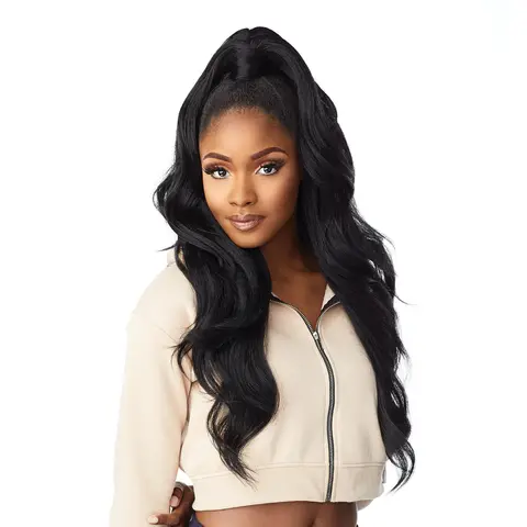 INSTANT UP & DOWN UD 11 Wavy Synthetic Hair Half Wig for Women, Versatile 2-in-1 Hairpiece with Integrated Wrap, Ponytail Wrap, Extension Hairpiece, Synthetic Wavy Hair, Ponytail Hairstyles, Toppers, Loose Wave, High Ponytail