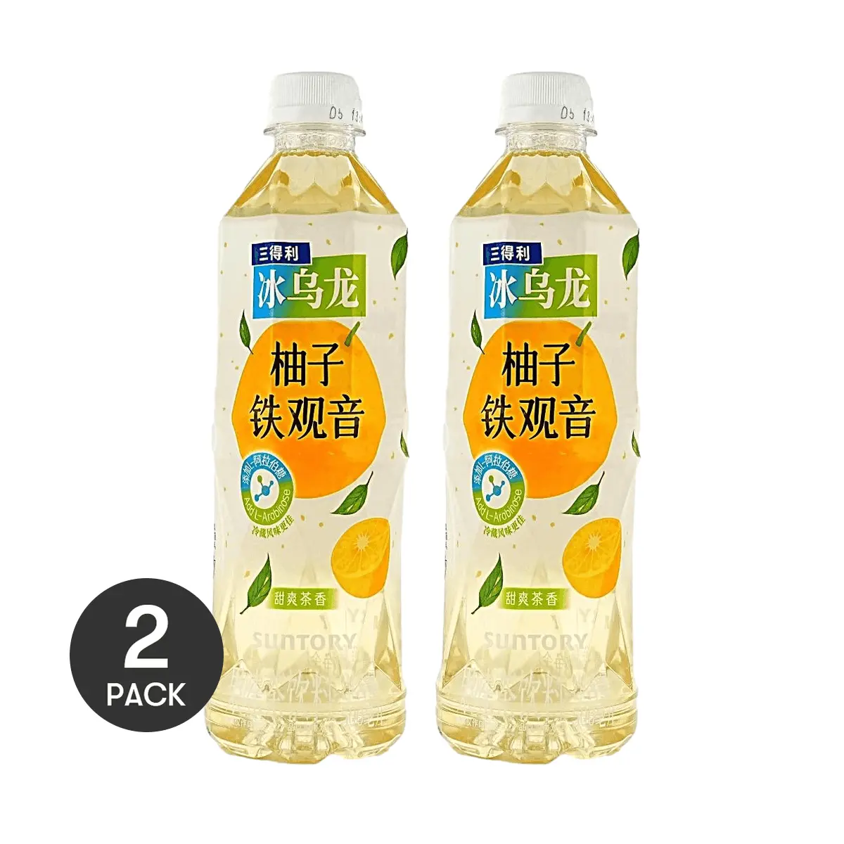 2 Pack Suntory China Iced Oolong Tea - Yuzu Tieguanyin Flavor, 500ml Each - Refreshing & Degreasing Beverage