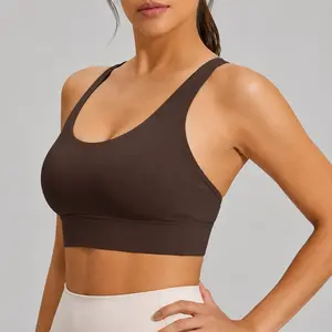High Support Women’s Sports Bra – Crossback Yoga & Workout Fitness Top with Padded Cup