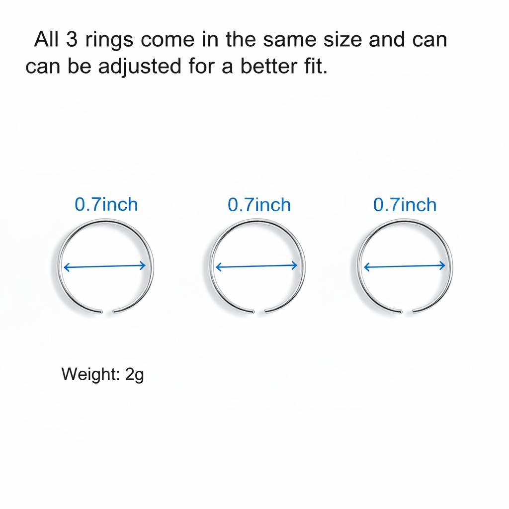 3pcs Minimalist Open Ring Set, Silver Tone Stackable Thin Band Rings, Simple Everyday Finger Rings for Women