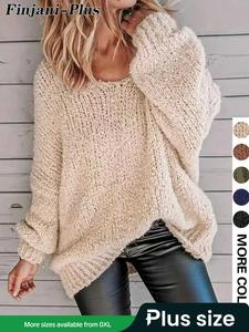 plus size knit sweater for women, casual loose-fitting pullover, fall & winter fashion, comfortable and stylish knitwear