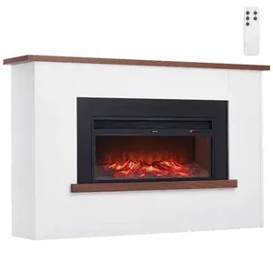 VEVOR 43 inch Freestanding Fireplaces, 1500W 5120BTU Fake Electric Fireplace Stove Heater with Mantel, Overheating Protection, Adjustable Flames, Timer, Remote, for Living Room, Bedroom, WhiteVEVOR Super Brand Day