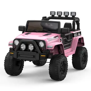 GARVEE Electric Ride-on Truck for 3-6 Year Olds - Remote Control, USB Audio, LED Lights, Spring Suspension, Customizable Stickers, Pink Safe Kids Outdoor Play Gift