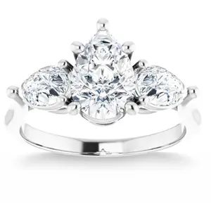 2Ct TW Pear Shape Three Stone Diamond Engagement Ring in 14k Gold Lab Grown